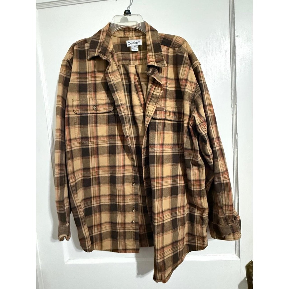 Carhartt Heavyweight Flannel Button Up Shirt 100% Cotton Men's Size X-Large